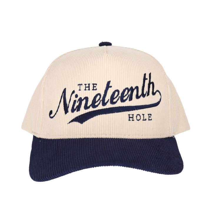 Nineteenth Hole Corduroy Embroidered Trucker Hat for wholesale by Stitch Your Style