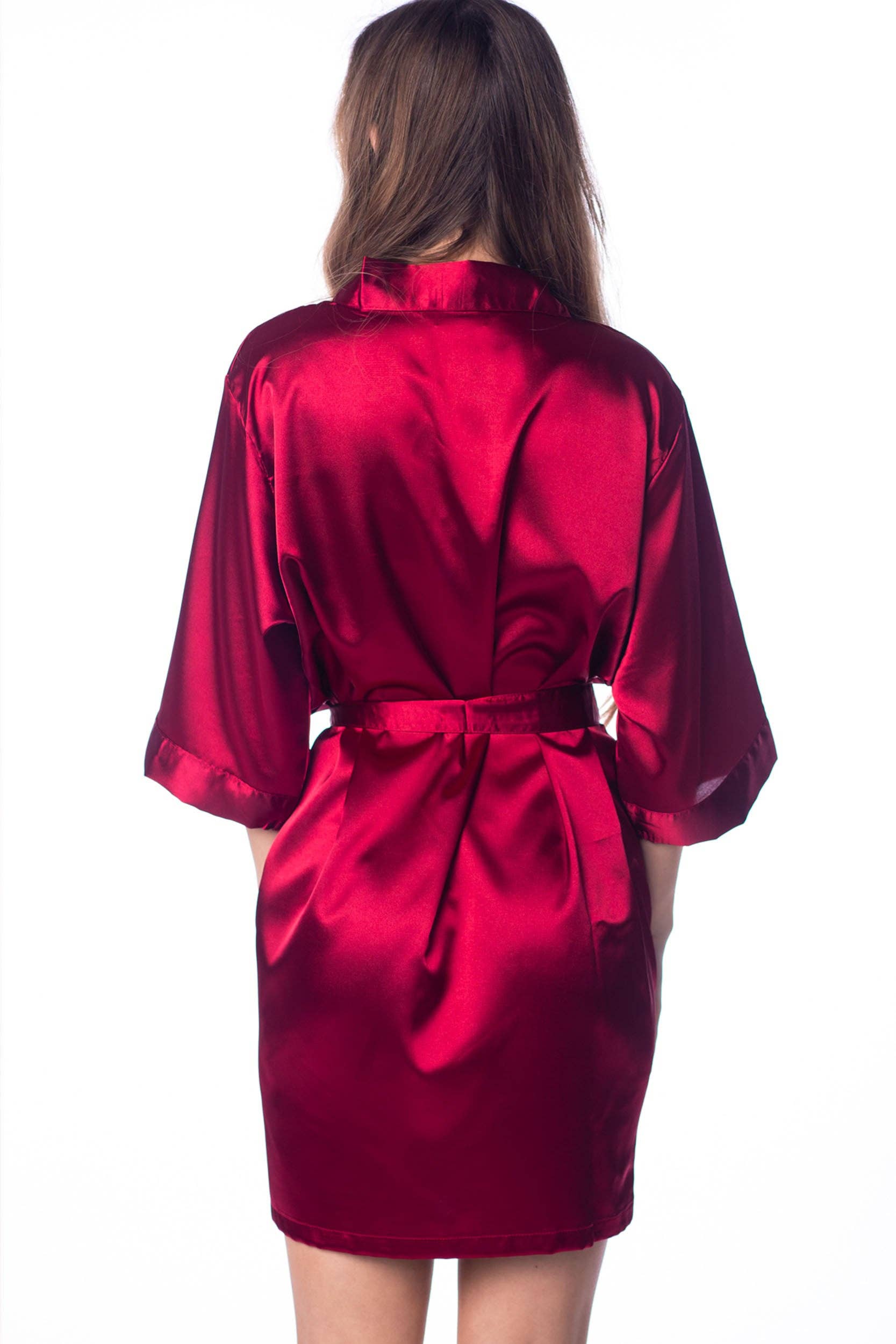 GiftsbyPR - Wholesale Robe - Women's - Burgundy Silk Satin Bridesmaid Robes, Personalized Robe Gift5