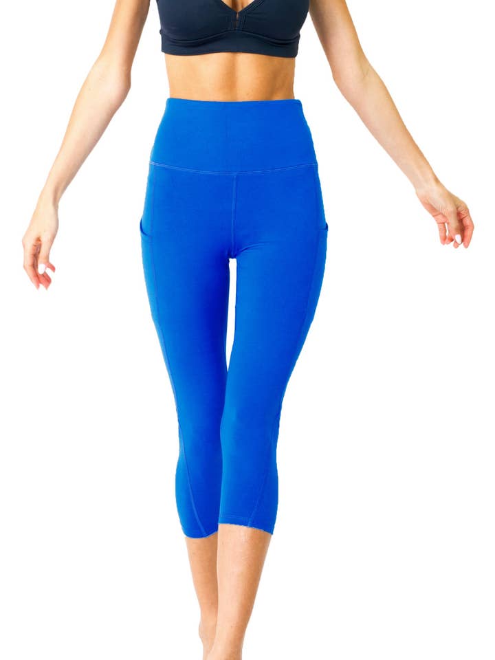 Yoga Capri Leggings mit hoher Taille - Sky Blue für den Großhandel von Lenawee Moda