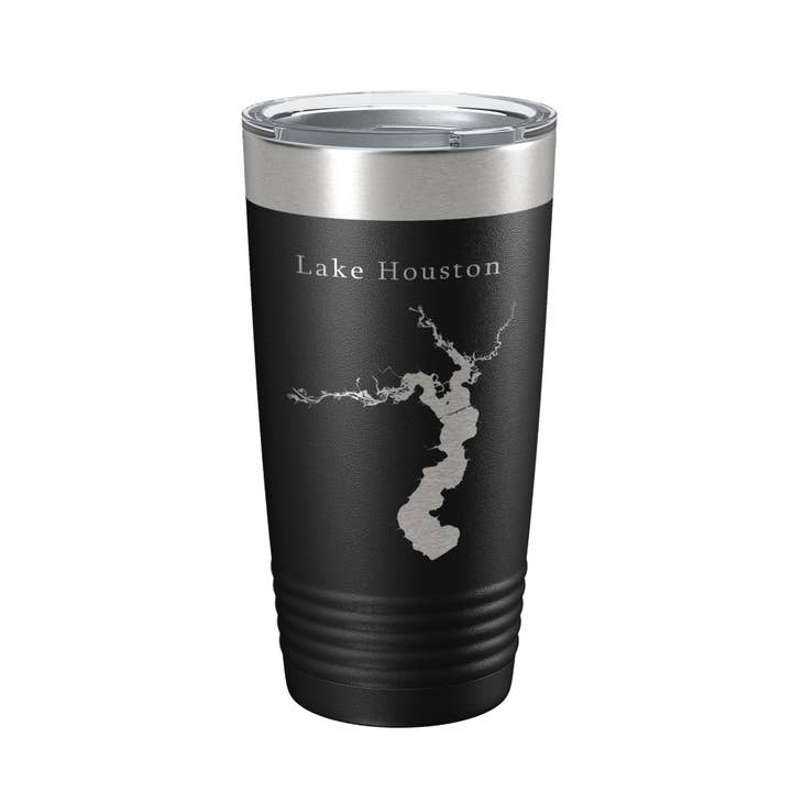 Tasse de voyage avec carte Lake Houston, tasse à café isolée gravée au laser, Texas, 20 oz pour la vente par CarveBright