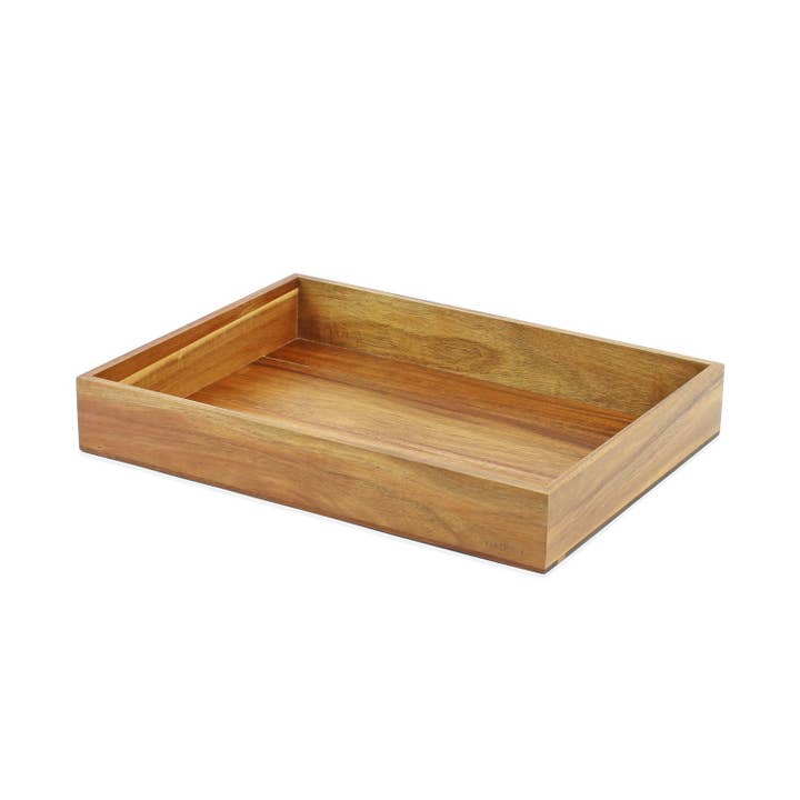 Acacia Solid Wood Shallow Storage Crate/Tray – 40 x 30 cm for wholesale by Gadsby