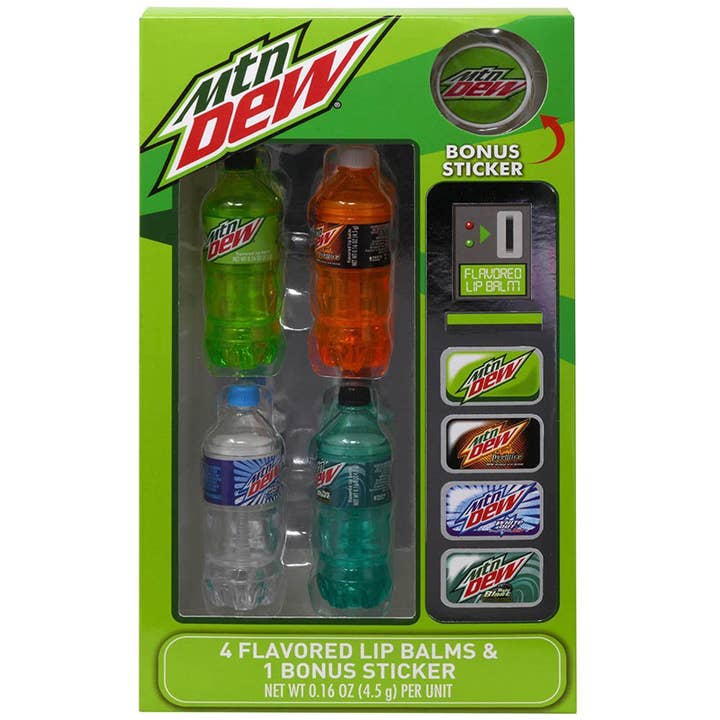 Mountain Dew 4er-Pack geformter Lipgloss, sortiert in Box für den Großhandel von Deluxe Import Trading