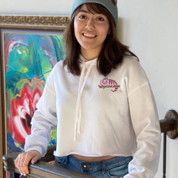 Sudadera corta con capucha bordada Valentine Tim para venta al por mayor de The Lazy Chameleon