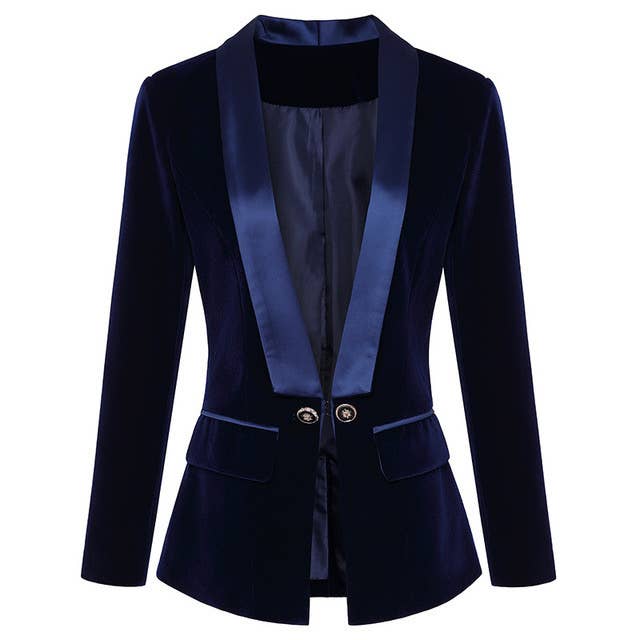 Productseeker - Wholesale Blazer - Dames - BL032 Elegante fluwelen blazer met slanke pasvorm voor dames