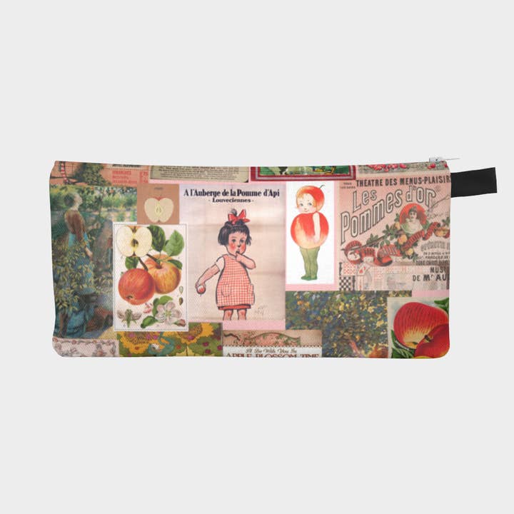 Estuche de lápices en collage de manzana de cartel vintage para venta al por mayor de Sofs Designs