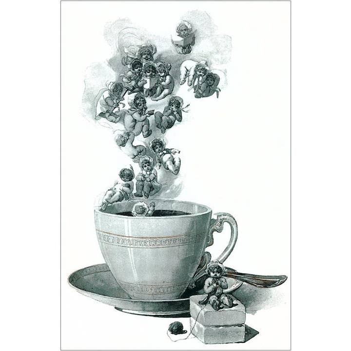 Found Image Press - Venta al por mayor Ilustración - Impresión de Arte CF-115 Bebés Flotando Sobre Taza de Café
