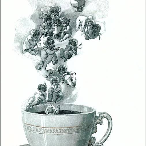 Found Image Press - Vente Affiche d'art - Impression d'art CF-115 Bébés flottant au-dessus d'une tasse de café0