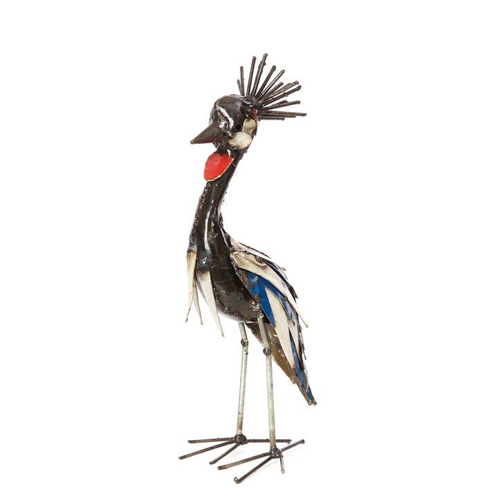 Swahili | AFRICAN MODERN - Wholesale Sculpture - Crowned Crane Recycled Metal Garden Sculptures4