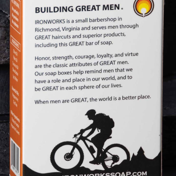 IRONWORKS Soap Company - Wholesale Bar Soap - Men's - The Cycling Man Soap – Charcoal + Peppermint Detox Bar