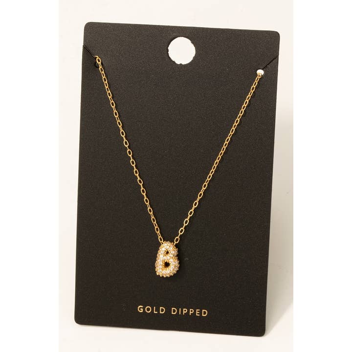 Fame Accessories - Wholesale Pendant/Charm Necklace - Gold Dipped Cz Pave Bubble Letter Pendant Necklace3