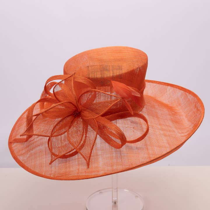 KaKyCo - Wholesale Fascinator Hat - Women's - 113038 | Side Sweep Sinamay Flower Feather Bow Sinamay Hats