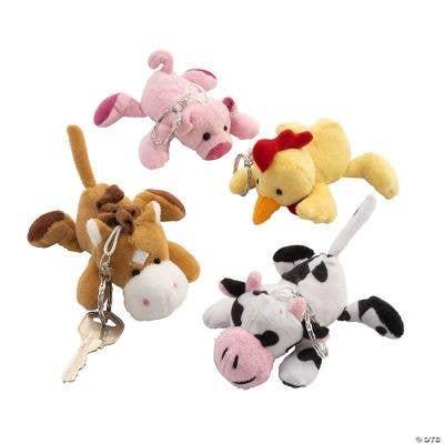 MINI FARM ANIMAL PLUSH KEYCHAIN ASST for wholesale by Fun Express