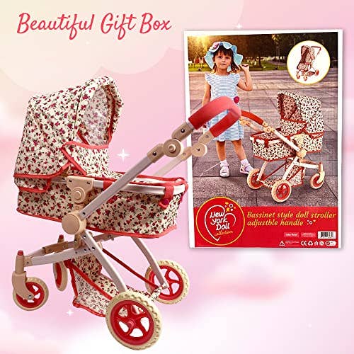 The New York Doll Collection - Wholesale Doll Stroller - Kids - Convertible Combo Baby Doll Floral Stroller5