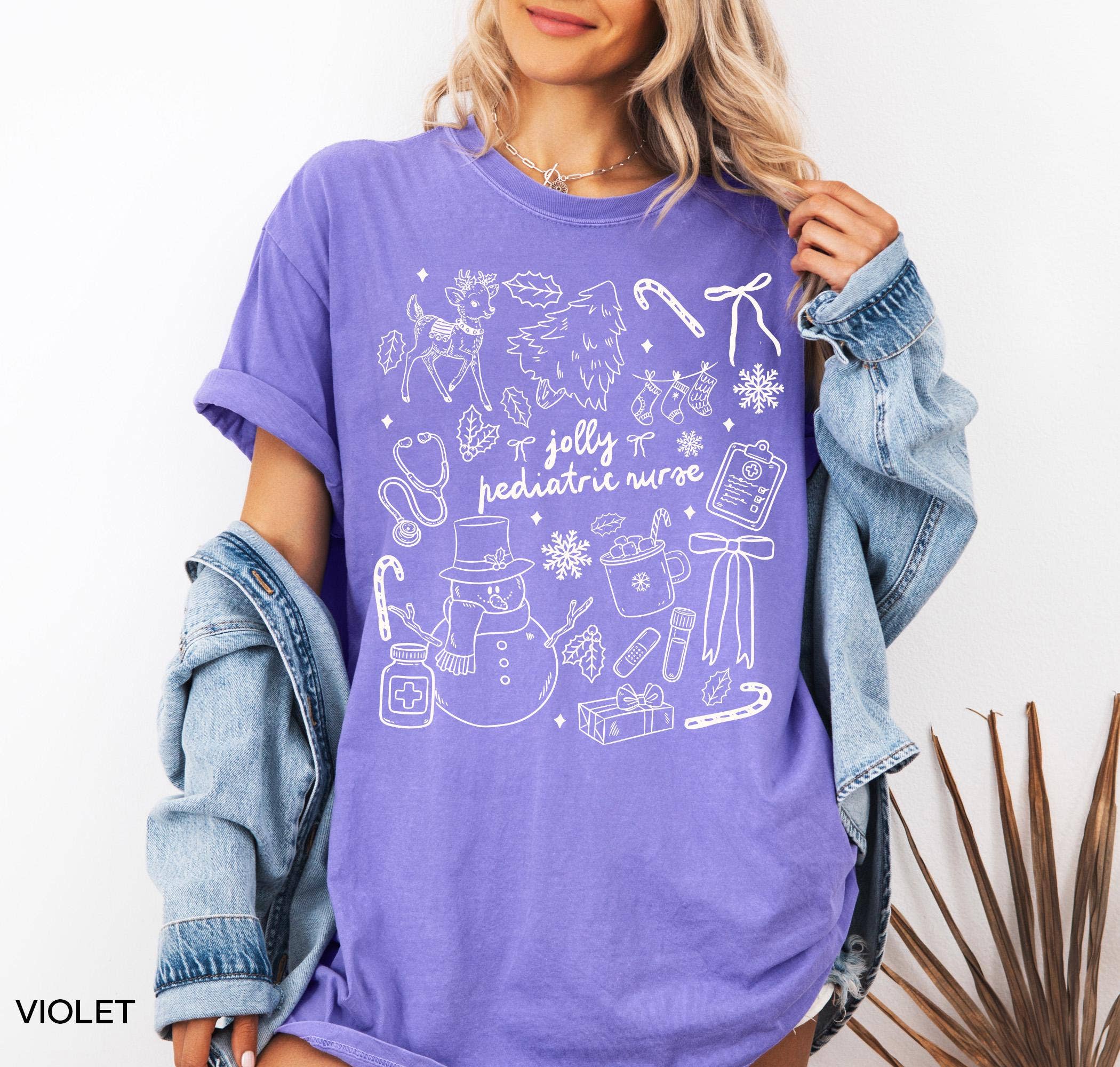 Glaime - Wholesale T-Shirt (Graphic) - Women's - Comfort Colors Christmas Pediatric Nurse Shirt & Sweatshirt2