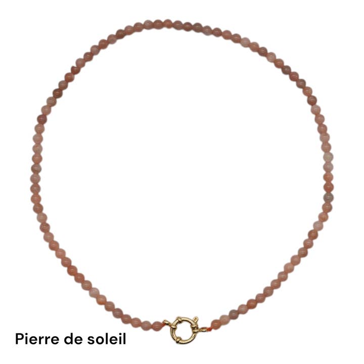 Foliesbijoux - Wholesale Beaded/Pearl Necklace - 43 cm necklace in 4 mm with gold-plated stainless steel buoy clasp (20 stones available)11