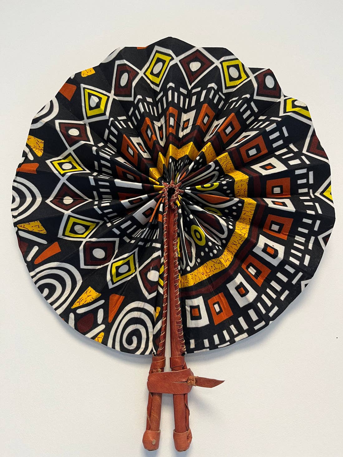 High crafty – wholesale Handheld folding fan – Colorful Fabric Fan | Handmade Folding Fan with Leather Hand0