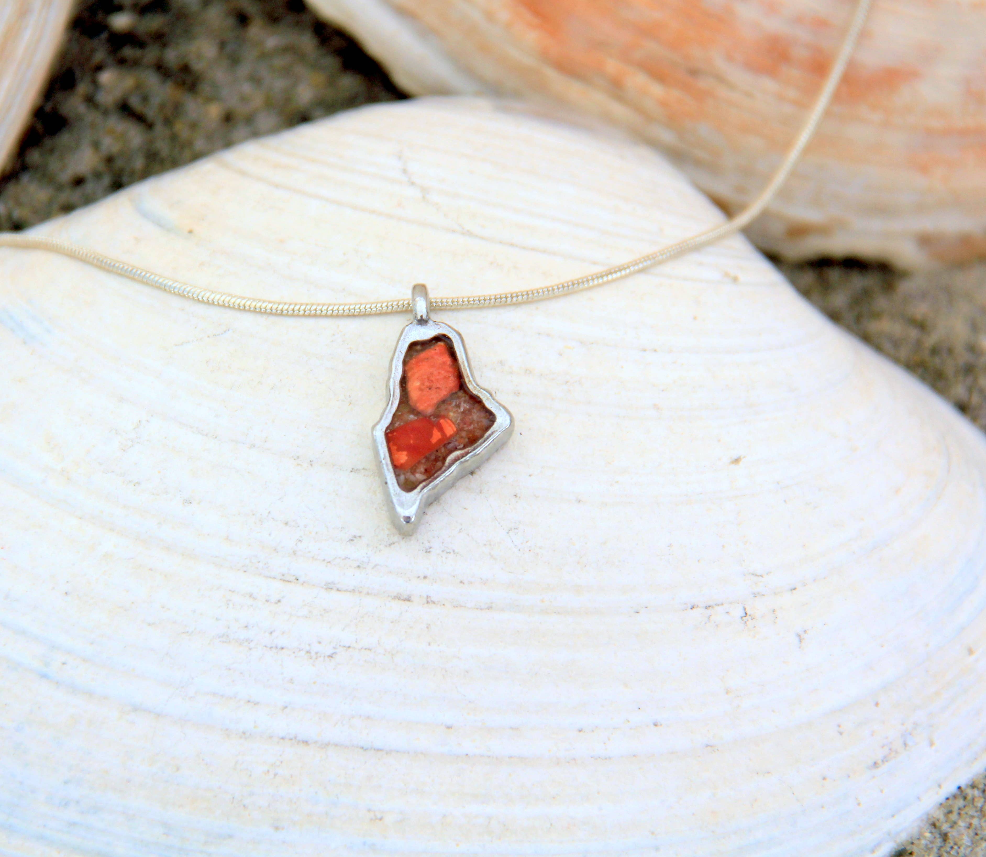 Maine Shellware - Wholesale Pendant/Charm Necklace - Hand Poured Pewter Mini Shape of Maine Pendant16