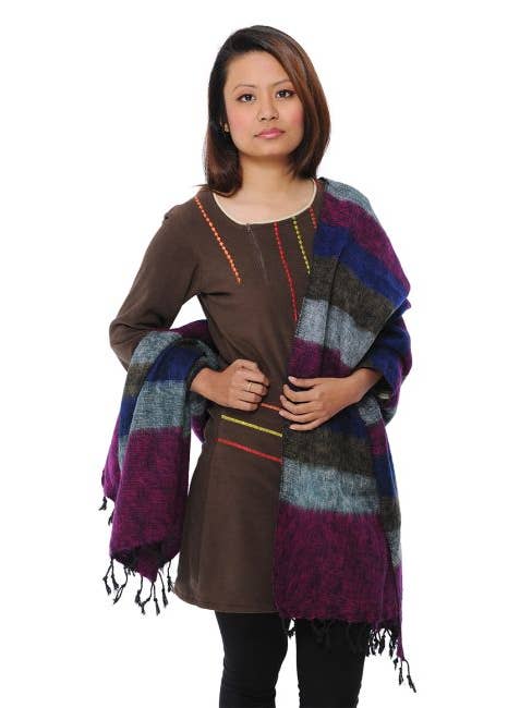 Soft Wool Striped Shawl for wholesale by The Collection Royal / Royal Handicrafts