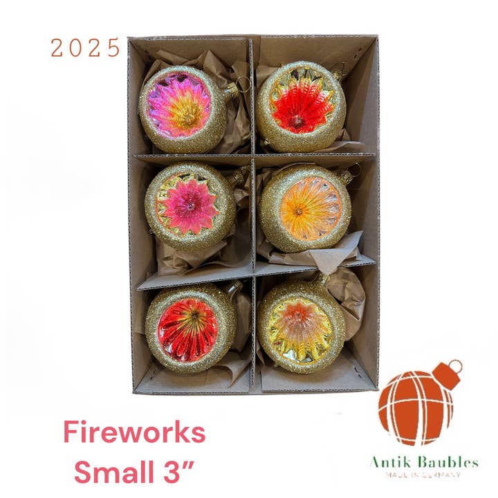Fireworks Reflector- Set of 6 | Small 2.5 in - Antik Baubles Christmas Ornament for wholesale by Timothy De Clue Collection