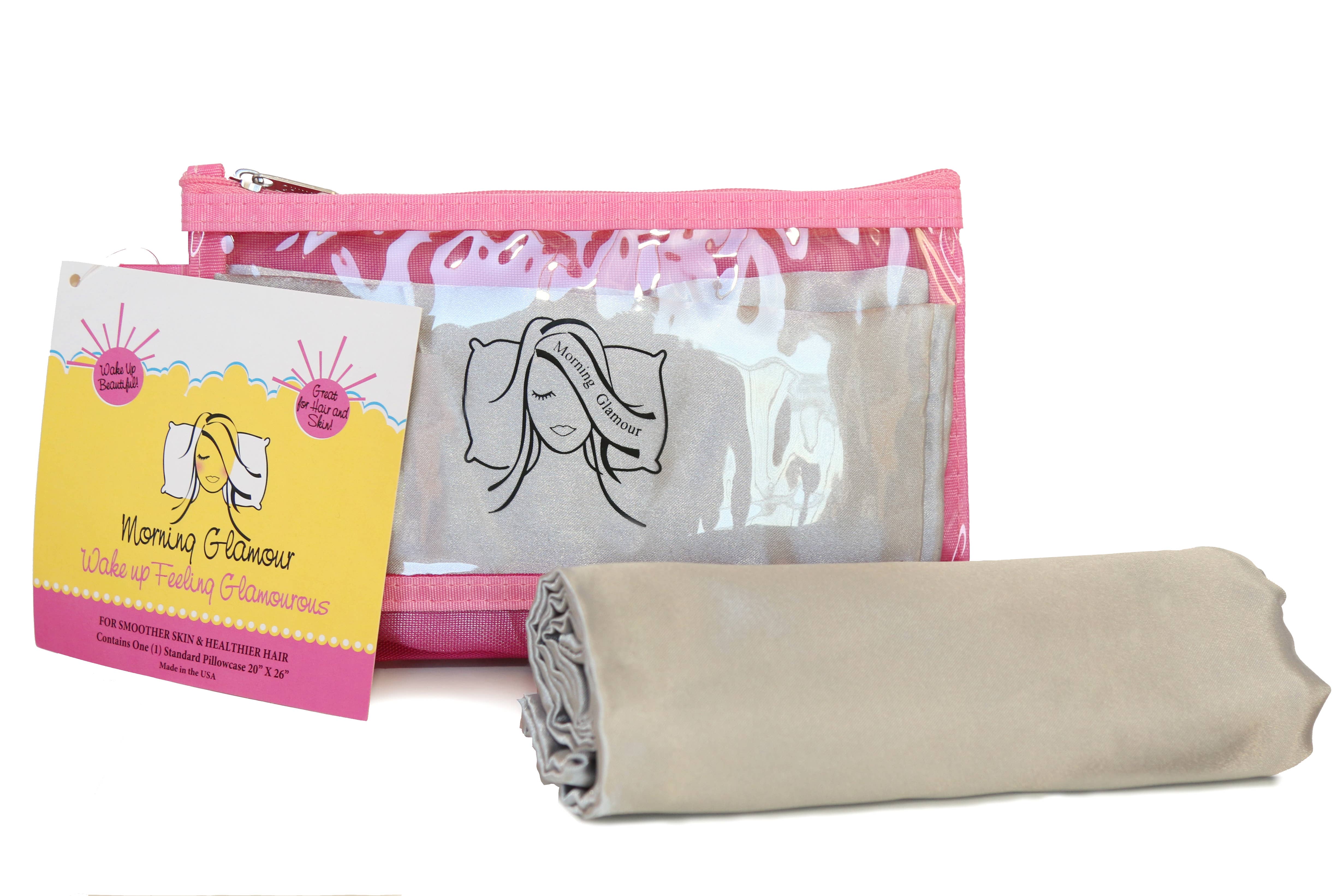 Morning Glamour - Wholesale Makeup/Cosmetic Bag - Single Satin Pillowcase in reuseable Makeup Bag3