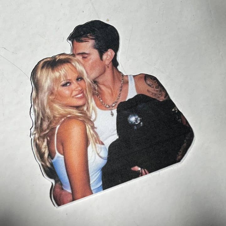 Pamela and Tommy Kiss Cut Waterproof Sticker for wholesale by Literary by Ava