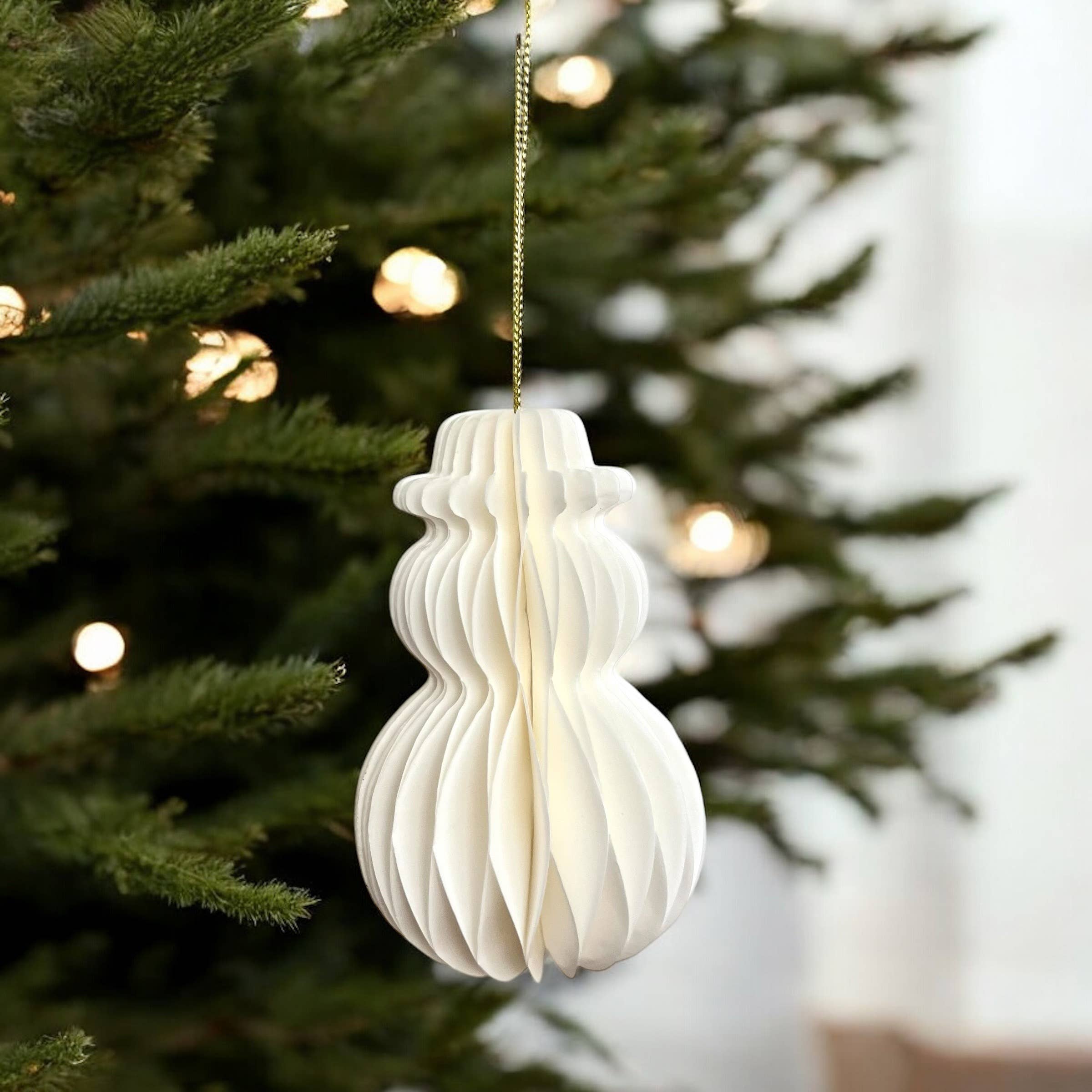 De Lange Tafel – Decoração de Natal por atacado – Favo de mel enfeite de Natal boneco de neve · branco1