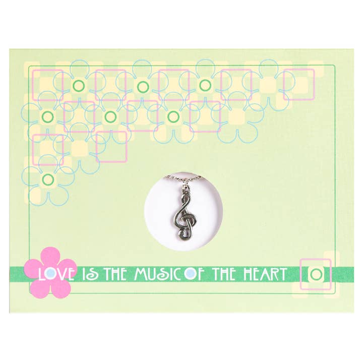 Benjamin International - Wholesale Pendant/Charm Necklace - LOVE IS THE MUSIC OF THE HEART CARD W/ G CLEF NECKLACE