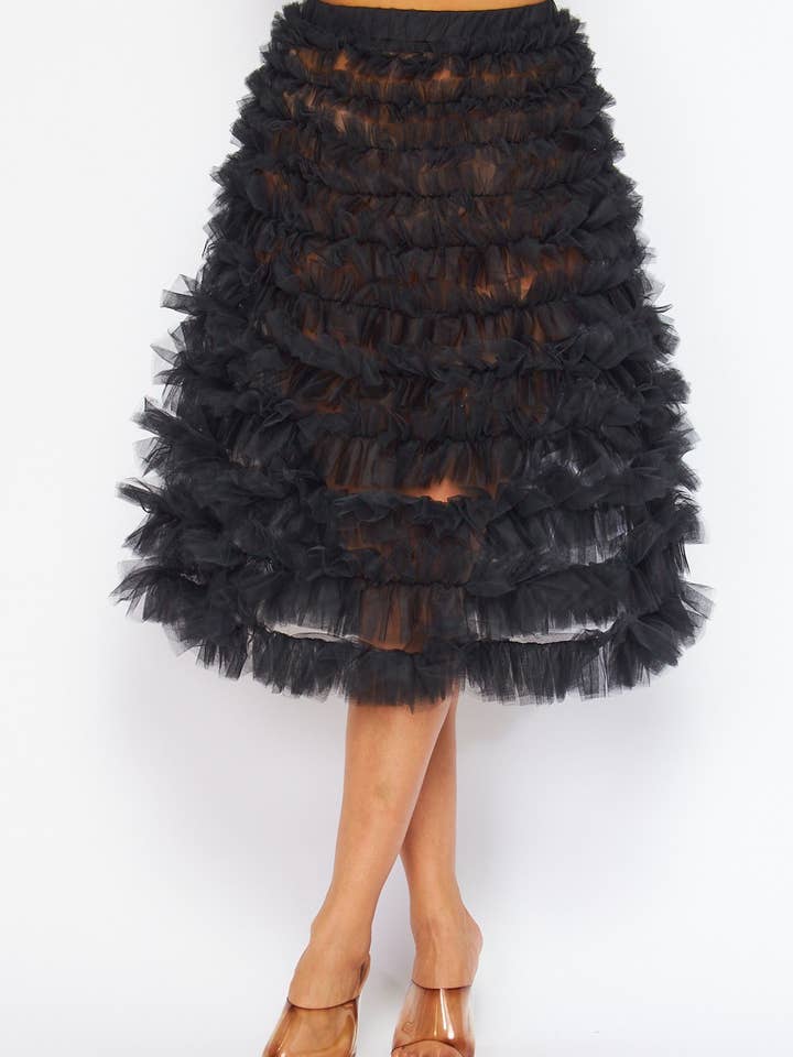 Hot & Delicious – wholesale Skirt – Women’s – Ladylike Sheer Tulle Tiered Midi Circle Skirt (HDS30139)1