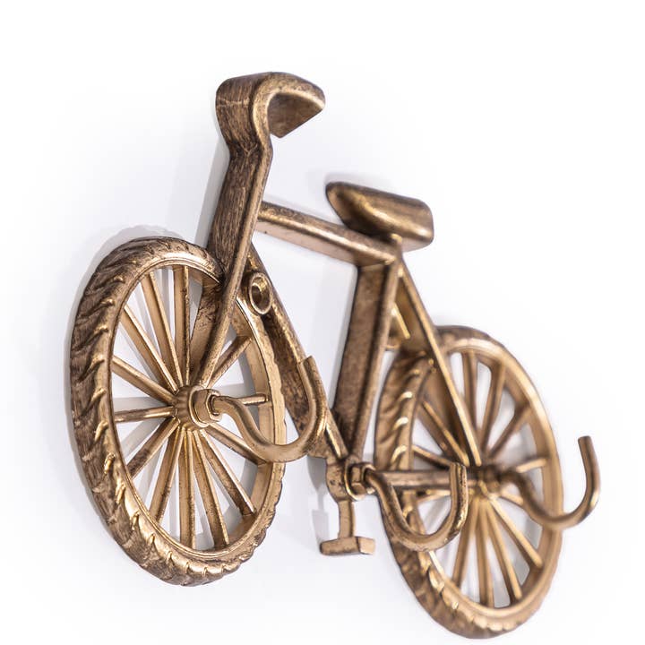 Gold Bicycle Coat Hook (to be bought in qtys of 2) for wholesale by McGowan & Rutherford Ltd