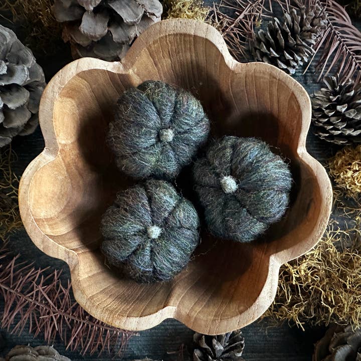 House of Moss - Wholesale Decorative Tabletop Object - Wool Pumpkin | Felted Wool Mini Decor | 15 Colors15