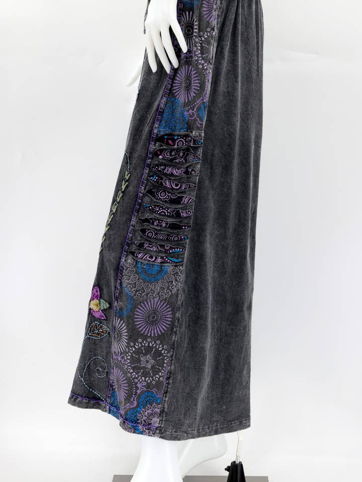 Himalaya Handmade - Wholesale Pants - Women's - Cotton Hippie Handmade Floral Embroidered Wide Leg Bohemian Trousers14