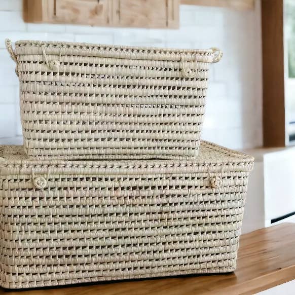 Melecraft - Wholesale Basket - Storage Basket Palm Leaf, Wicker Storage Trunk