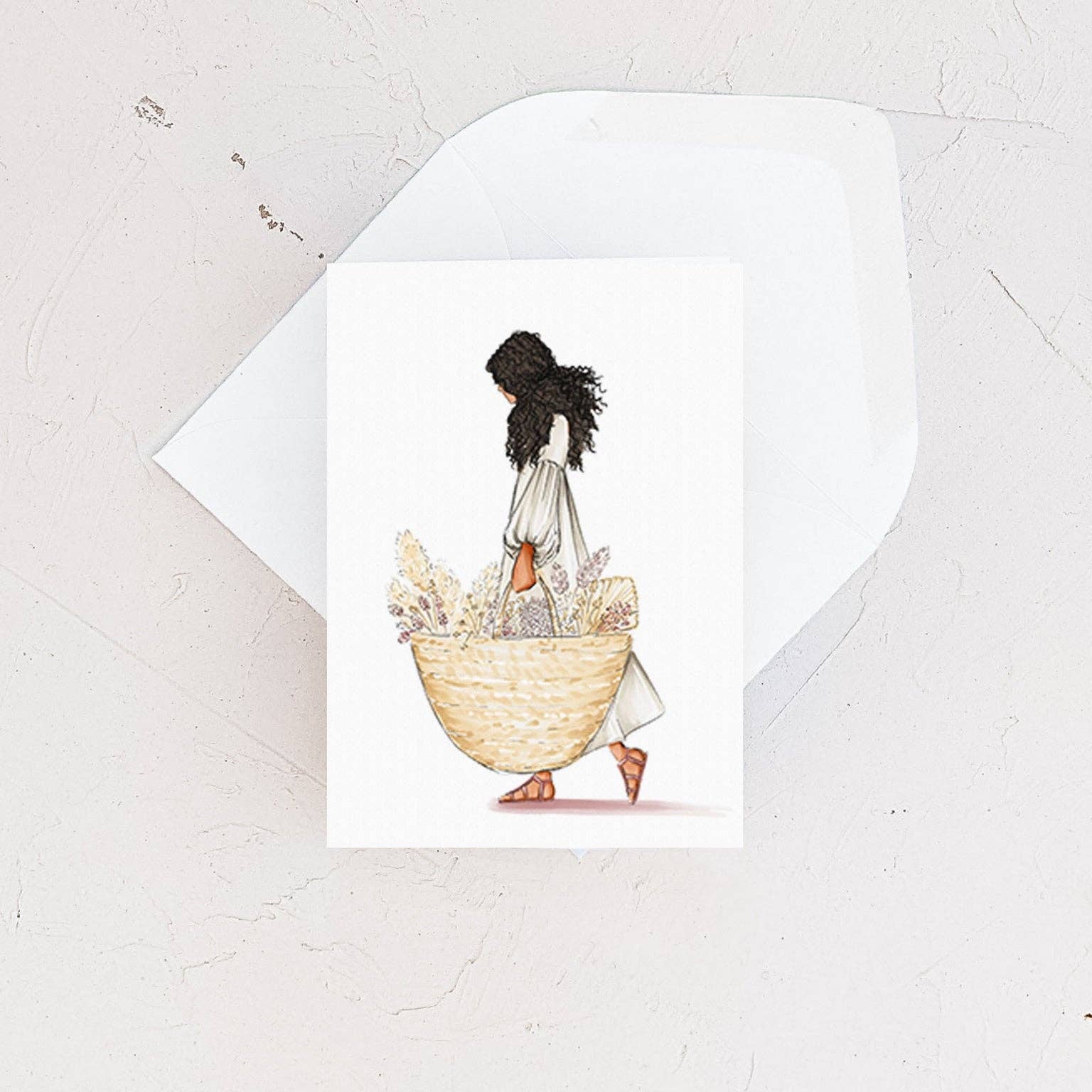 Almeida Illustrations - Wholesale Everyday Greeting Card - Mini Card - French Basket - Everyday Enclosure Card2