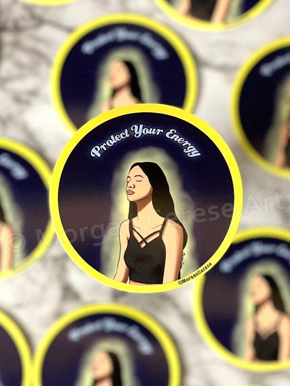 Protect Your Energy (Ver. 2) 3" Sticker for wholesale by Morgan Cerese Art