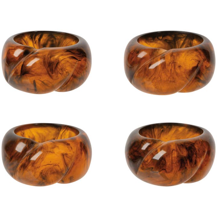 Tortoise Shell Resin Napkin Ring Set of 4 for wholesale by Danica Heirloom