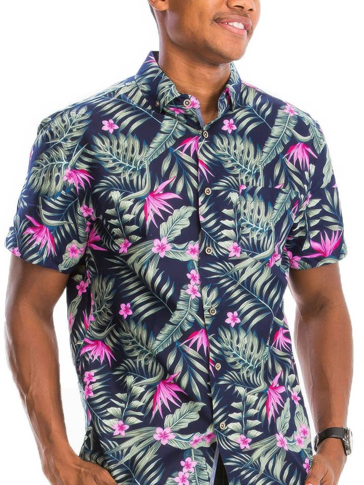 CC Wholesale Clothing - Wholesale Button Down Shirt - Men's - Hawaiian Print Button Down Shirt0