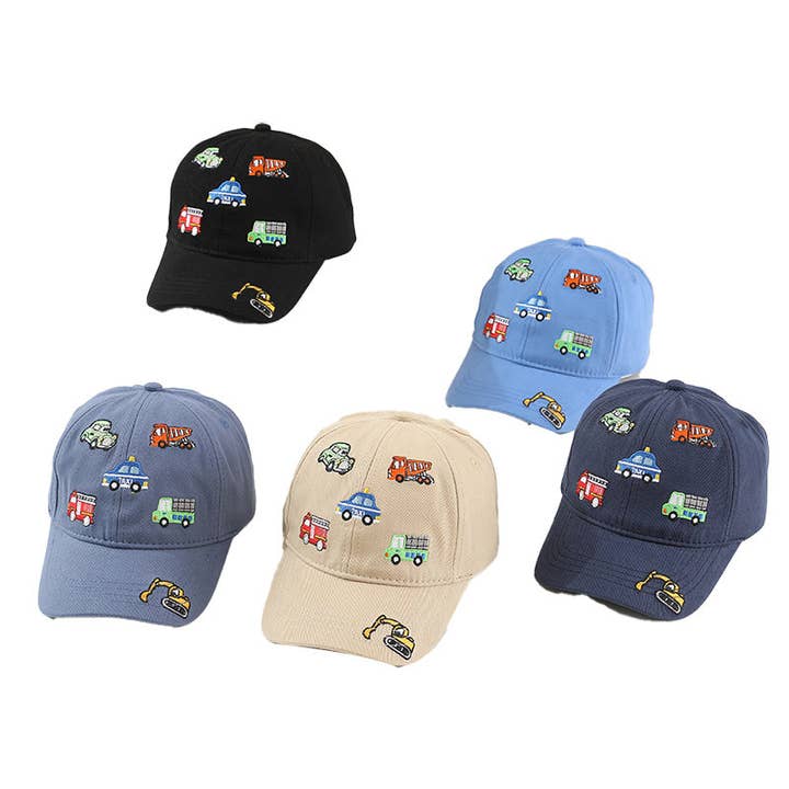 Casquette de baseball brodée pour enfants avec motifs de voitures, camion de pompiers, taxi, camion excavateur. pour la vente par Auraquise