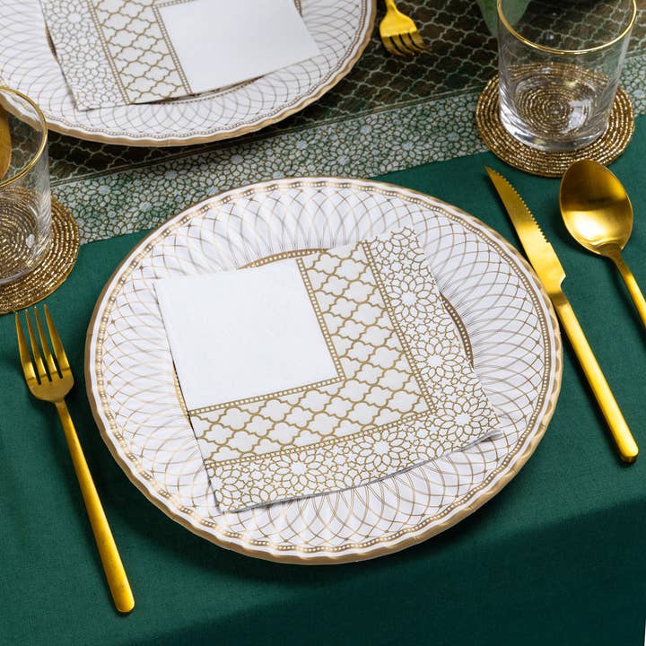 Talking Tables USA - Wholesale Disposable Napkin - Mosaic Gold Party Napkins | 20 Pack | Christmas Napkins |