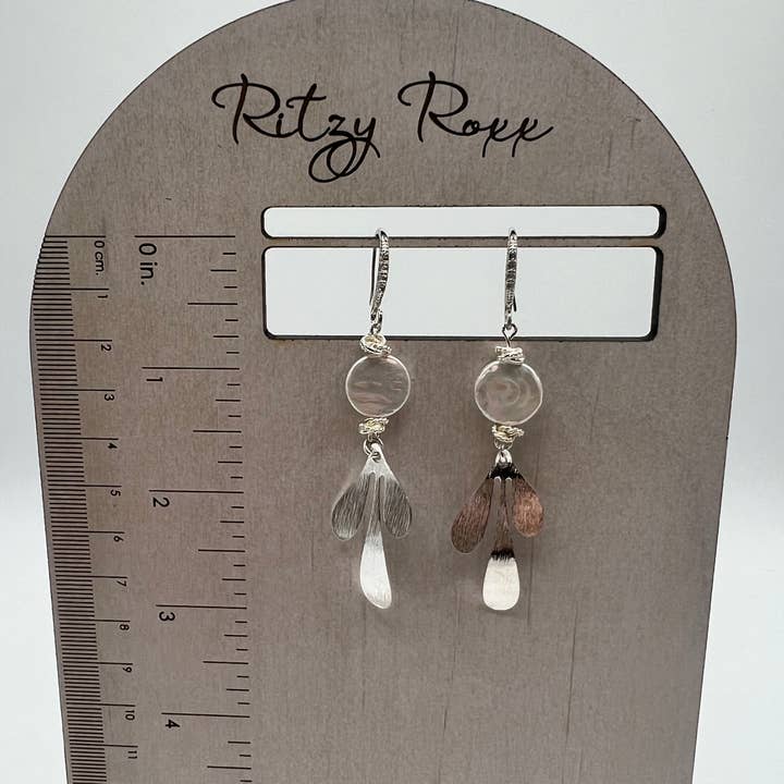 Ritzy Roxx - Wholesale Dangle Earrings - Gemstone Earrings/ Siver Leaf, Coin Pearl2