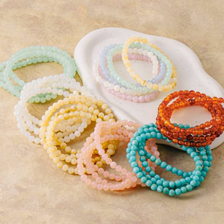 Polished Acrylic Beaded Elastic Bracelet Set for wholesale by The Looks by Fame Accessories