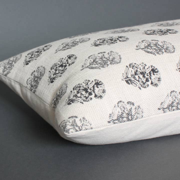 Textileish - Wholesale Throw Pillow Cover - Cream Floral Pillow Cover, Charcoal Floral Pillow | Chara8