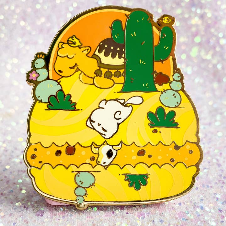 Ørkenscene Macaron Pin for engroshandel hos Stami Studios