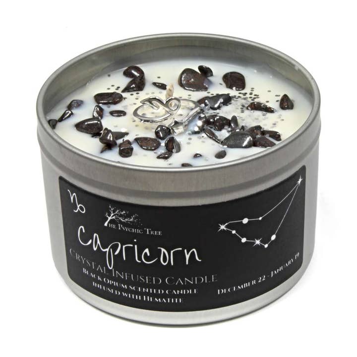 Capricorn - Crystal & Jewellery Scented Zodiac Candle for wholesale by The Psychic Tree