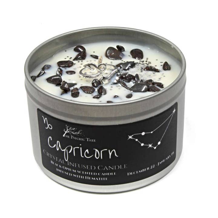 Capricorn - Crystal & Jewellery Scented Zodiac Candle for wholesale by The Psychic Tree