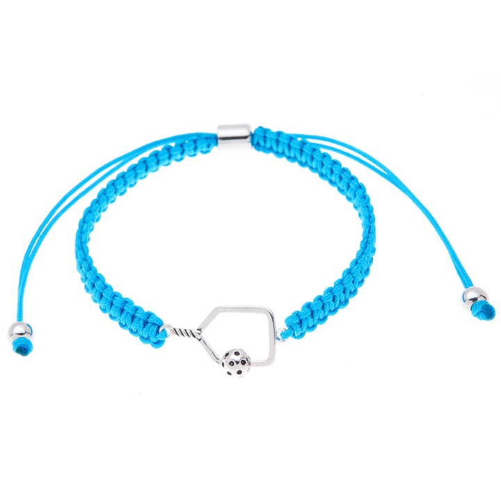 Turquoise Pickleball Paddle Adjustable Rope Bracelet for wholesale by Born to Rally