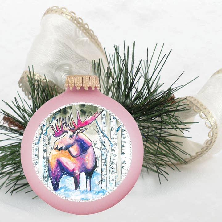 Elg Læber Glas Ornament for engroshandel hos Art For The Young At Heart