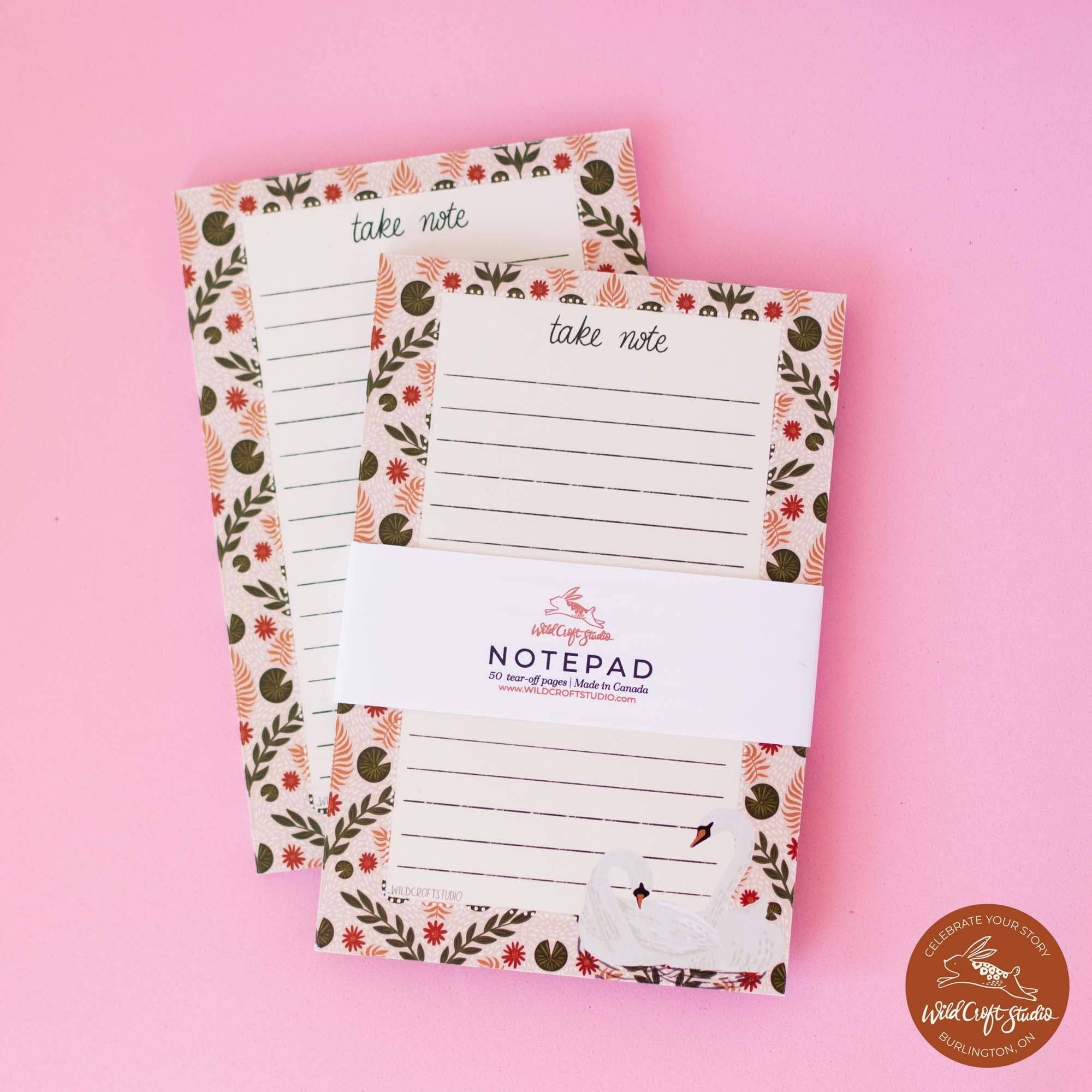 Wild Croft Studio - Wholesale Notepad - Sweet Swans Notepad1