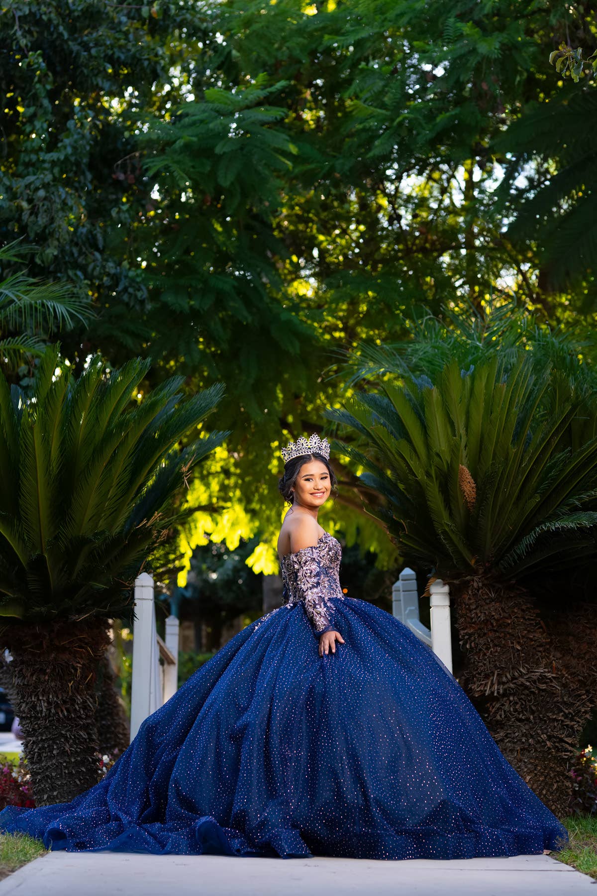 Navy and rose gold quinceanera dress with sleeves CHF3131 for wholesale on Faire1
