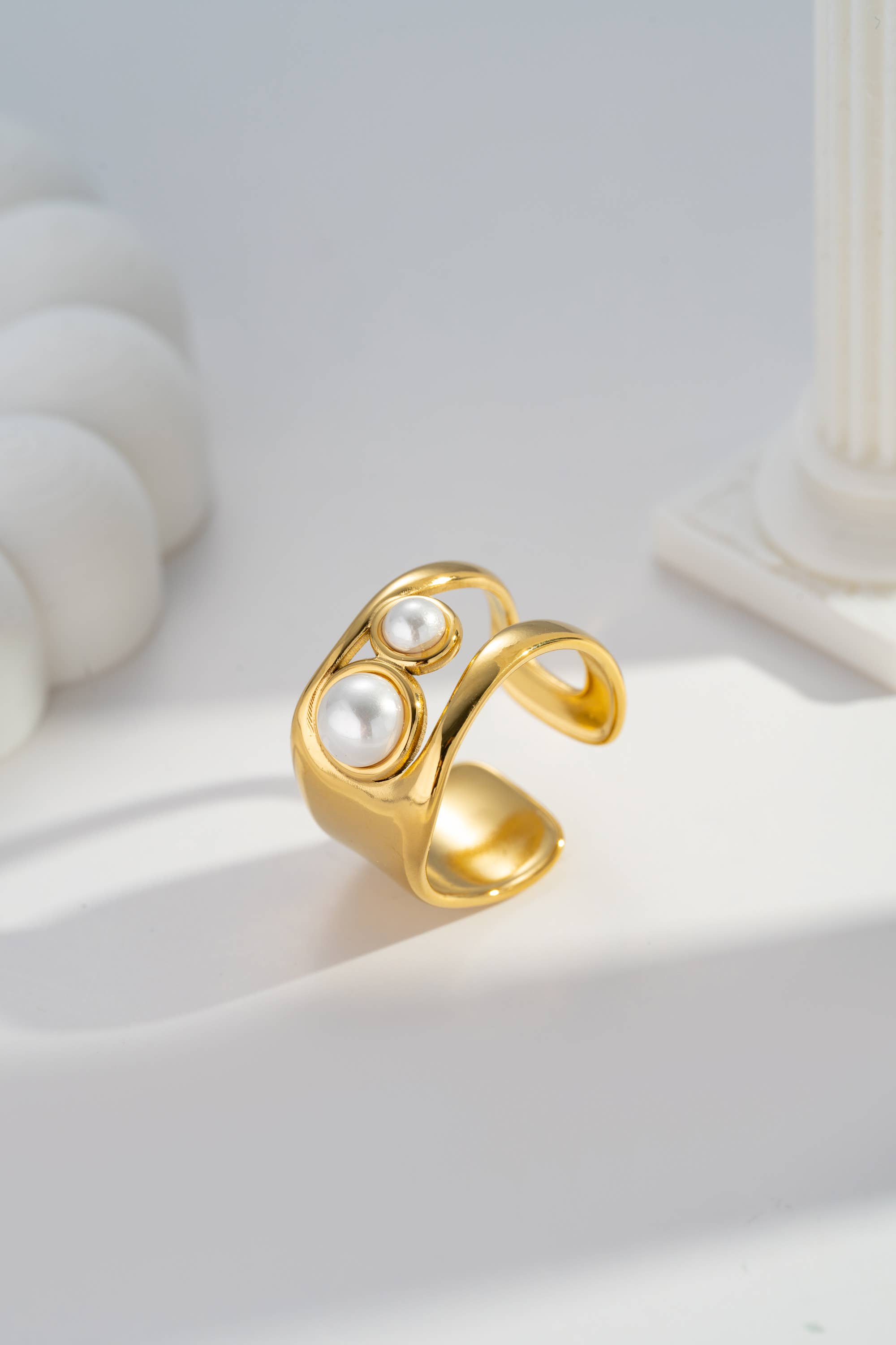 COSMOS - Wholesale Single Stone/Solitaire Ring - Modern design stainless steel ring adorned with natural stone1