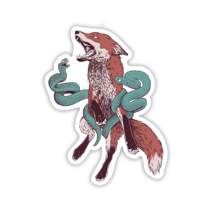 Aufkleber „Fuchs und Schlangen“ für den Großhandel von Jenn Sneary Art